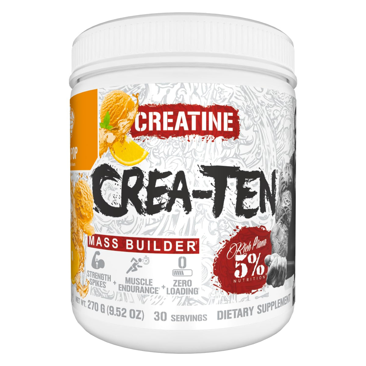 Five Percent Nutrition CreaTEN front bottle shows premium creatine blend for muscle support