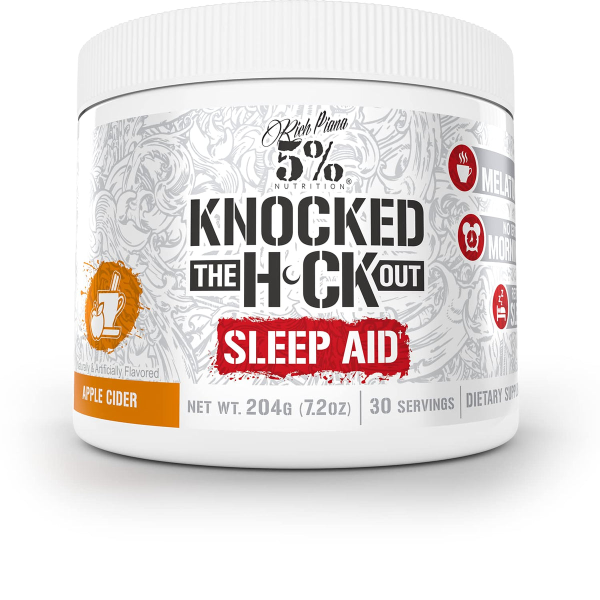 Rich Piana Knocked Out apple cider bottle ready for nightly sleep routine