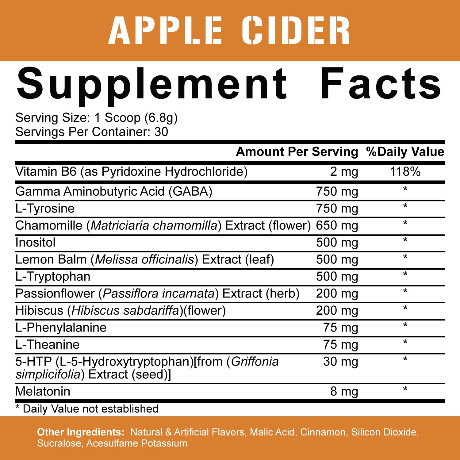 Ingredient close-up featuring melatonin and chamomile in Rich Piana Knocked Out
