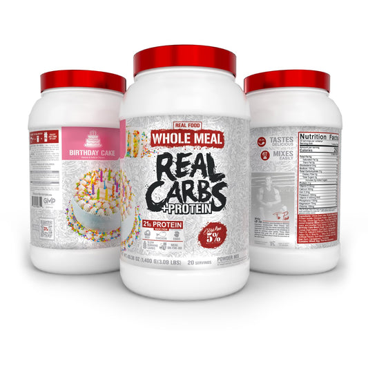 Five Percent Nutrition Real Carbs + Protein mixing scoop for pre- or post-workout shake.