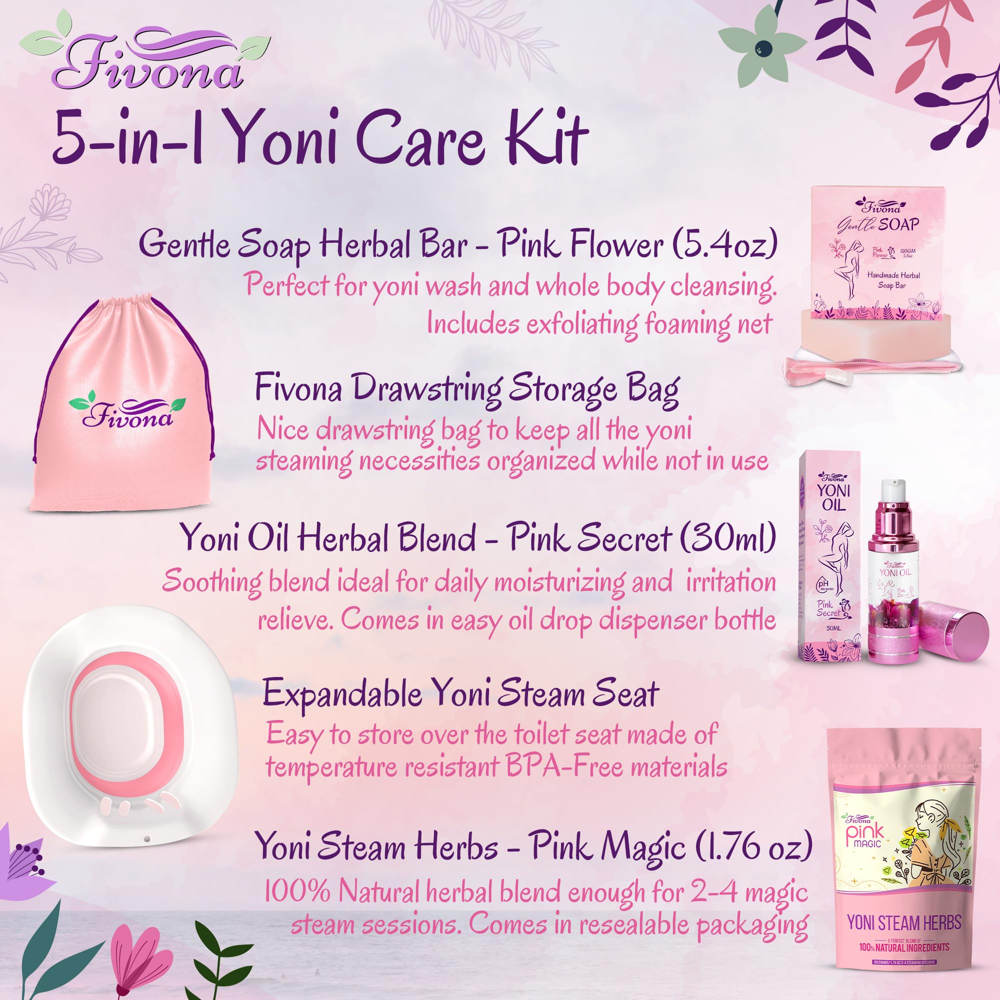Fivona Pink Secret Feminine Oil for external moisture and balance.