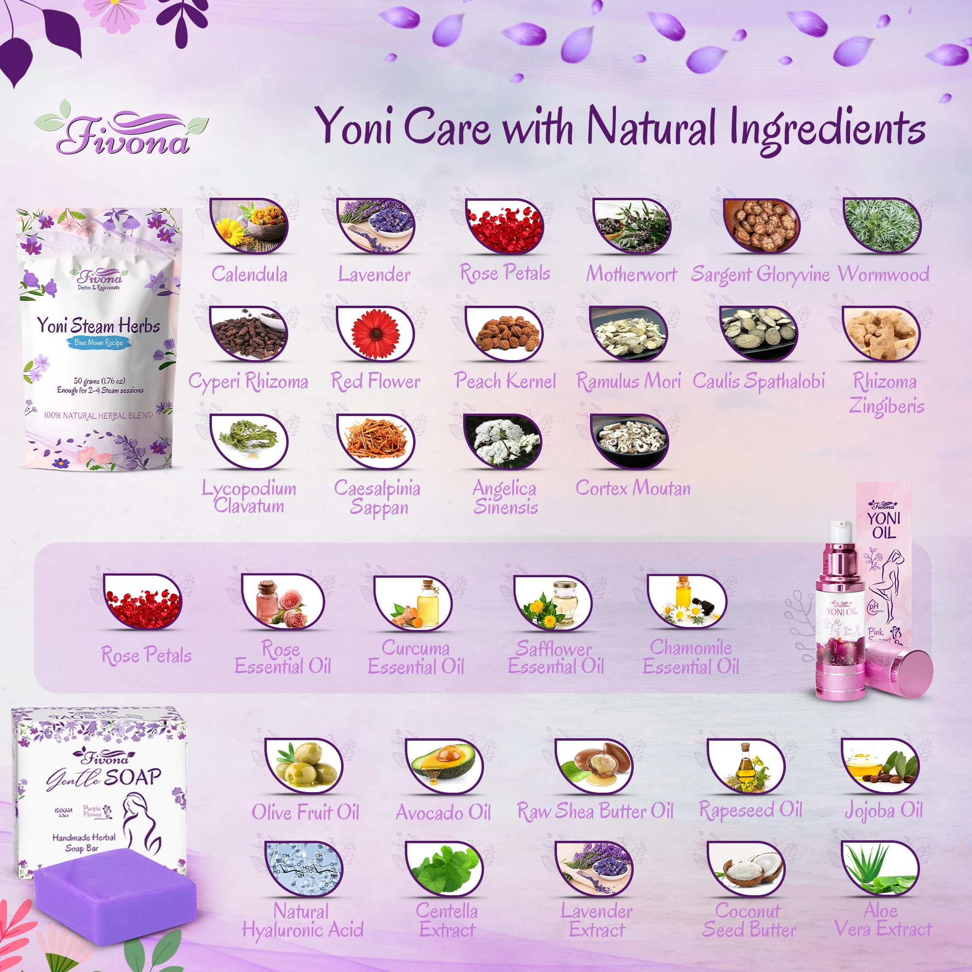 Fivona Yoni Care Kit herbal bar soap for sensitive skin cleansing.