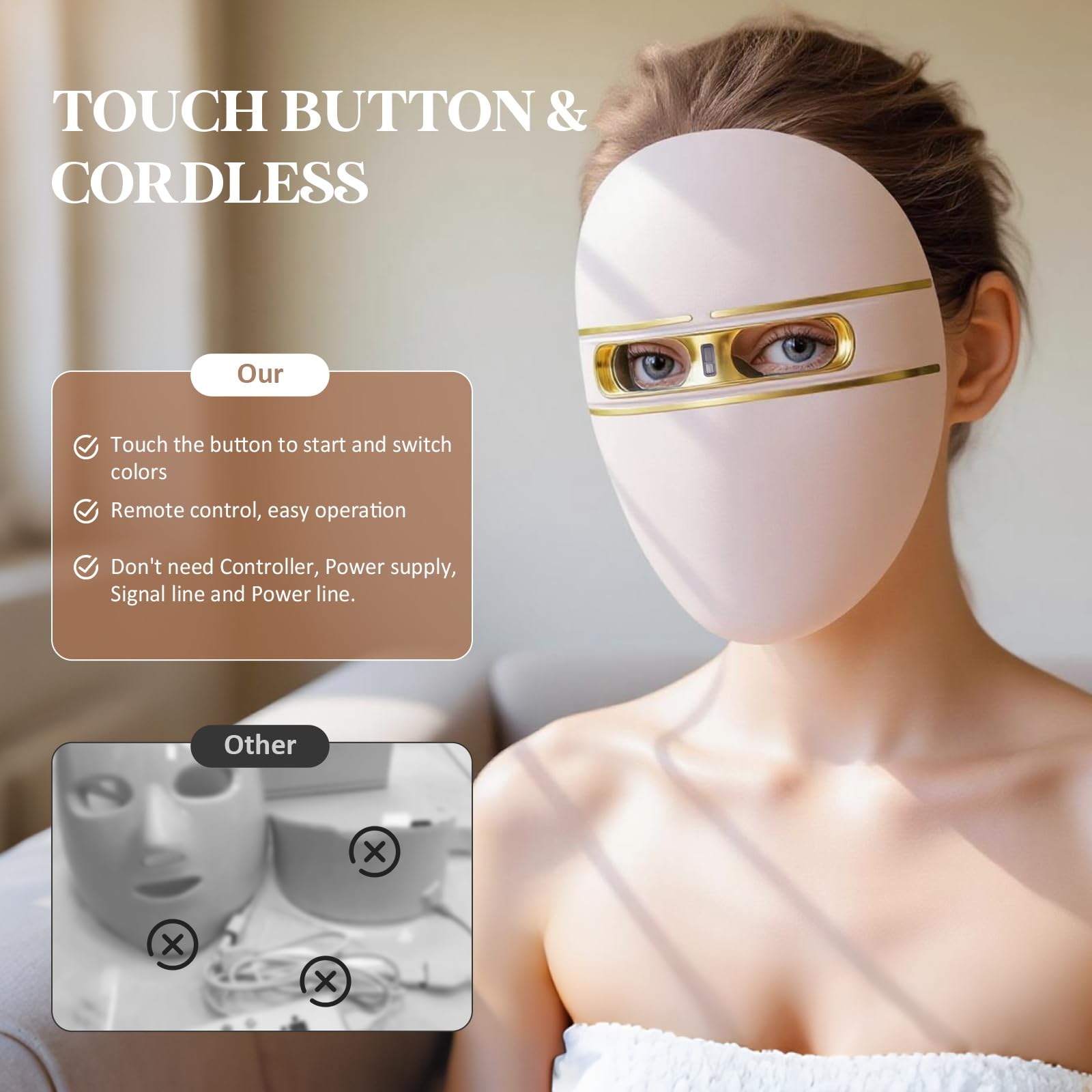 F FIWENE FSA LED mask rechargeable design eliminates cables