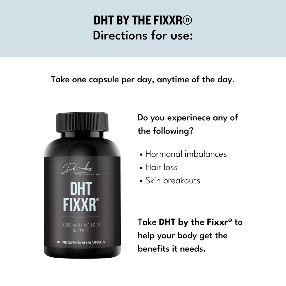 Fixxr DHT label closeup underlines clean, non-GMO formula made in the USA.