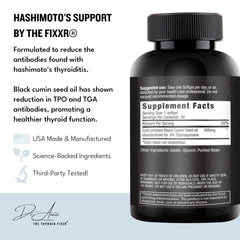 Fixxr Hashimoto's Support softgels close-up highlighting a clean formula.