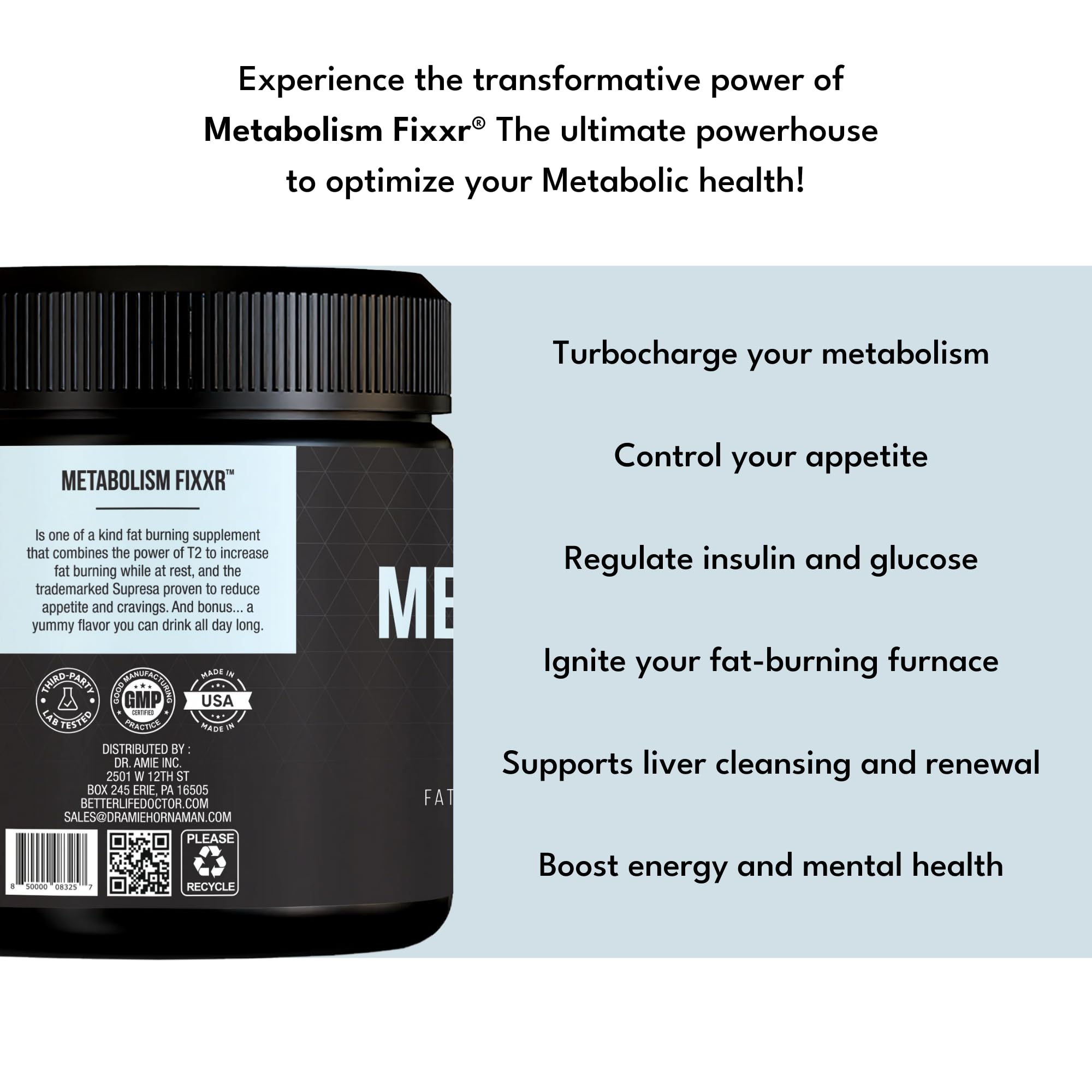Fixxr metabolism glass with water suggesting quick, convenient daily use