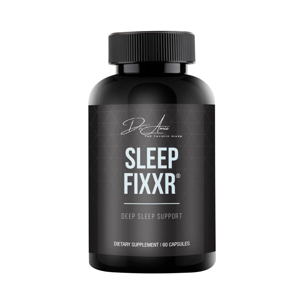 Fixxr Sleep Support bottle close-up highlighting the melatonin blend for nightly calm