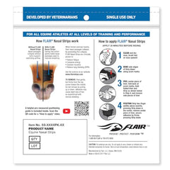 Flair Equine Nasal Strips adhesive area shown for safe, drug-free use.