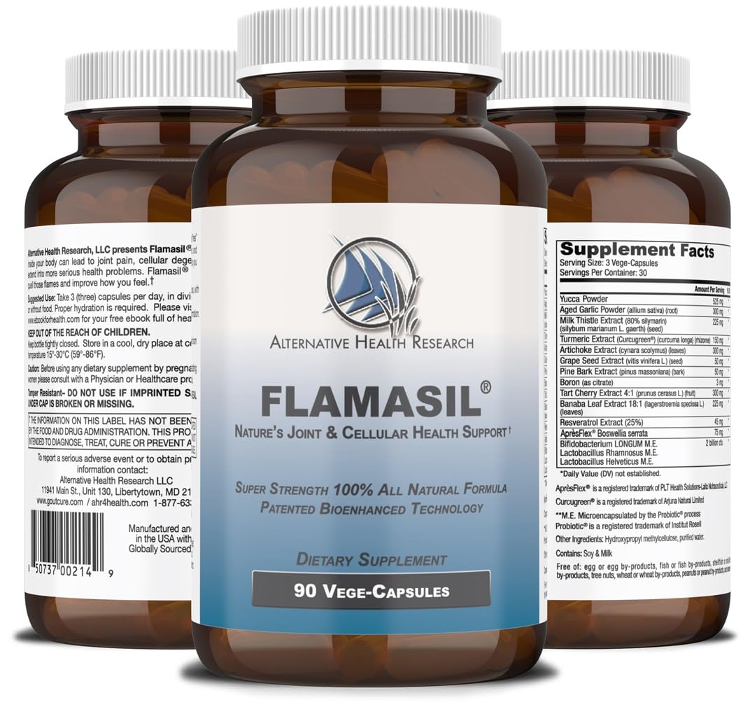 Flamasil capsules close-up showing bio-enhanced turmeric and botanicals