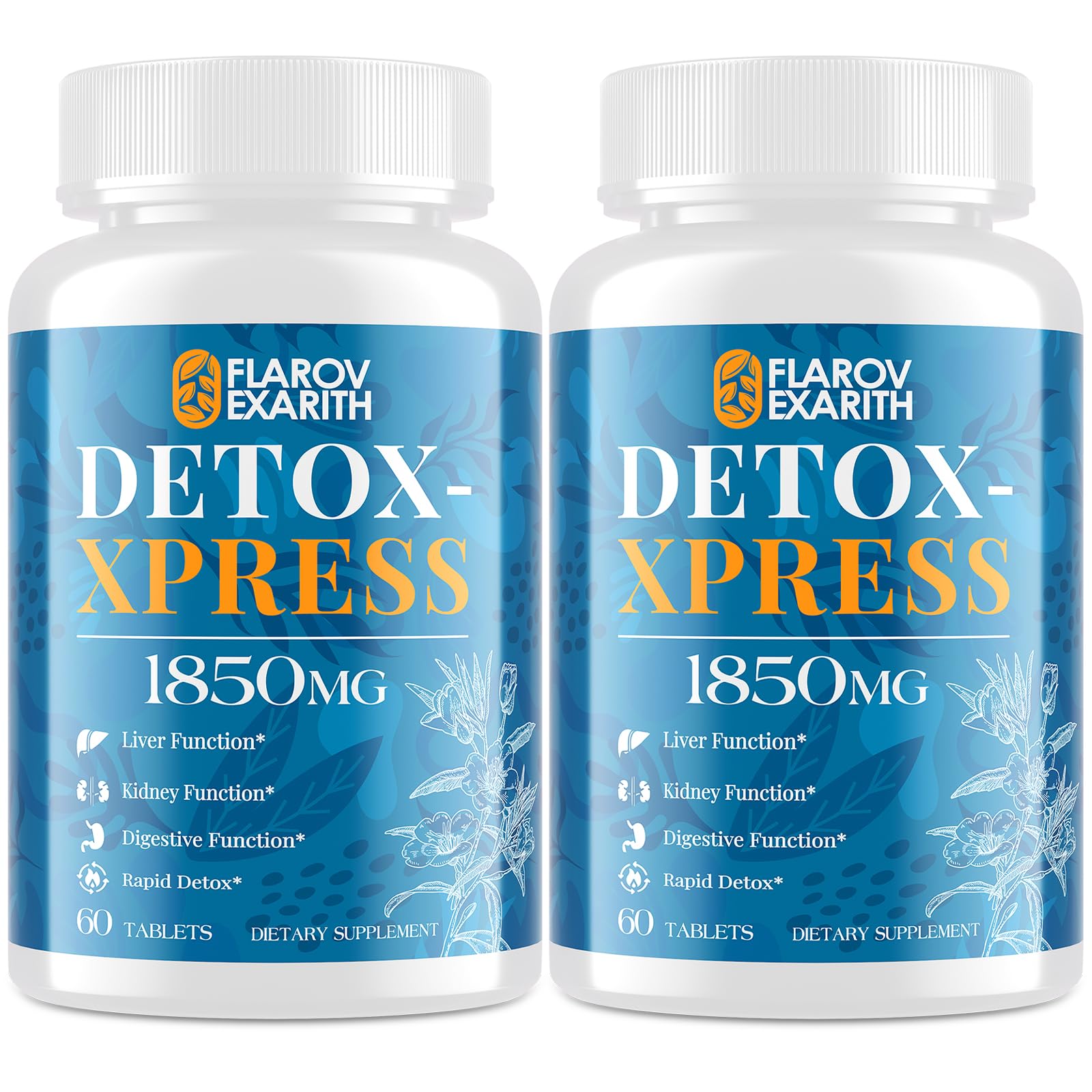 Flarovexarith Canna Cleanse bottle showing dual-action detox for liver and kidneys