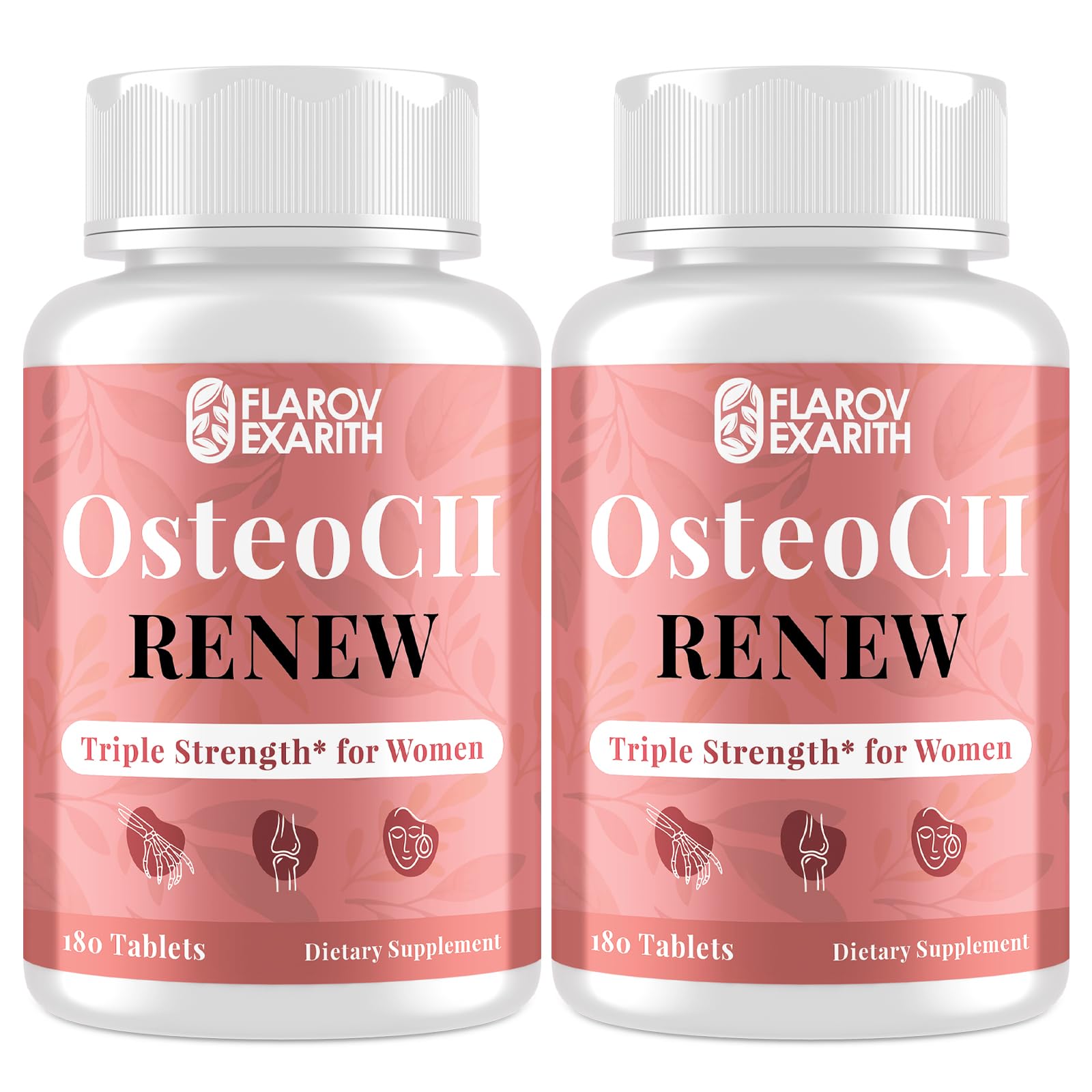 Flarovexarith OsteoCII Renew triple-strength bottle promoting daily joint comfort.