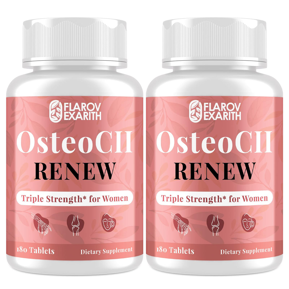 Flarovexarith OsteoCII Renew triple-strength bottle promoting daily joint comfort.