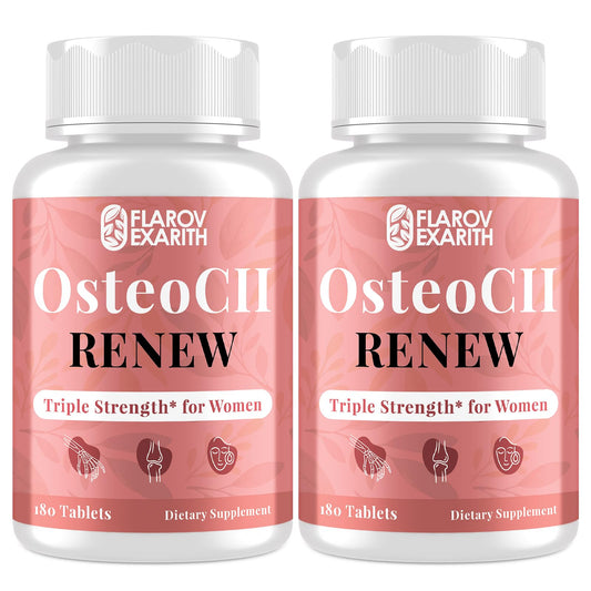 Flarovexarith OsteoCII Renew triple-strength bottle promoting daily joint comfort.