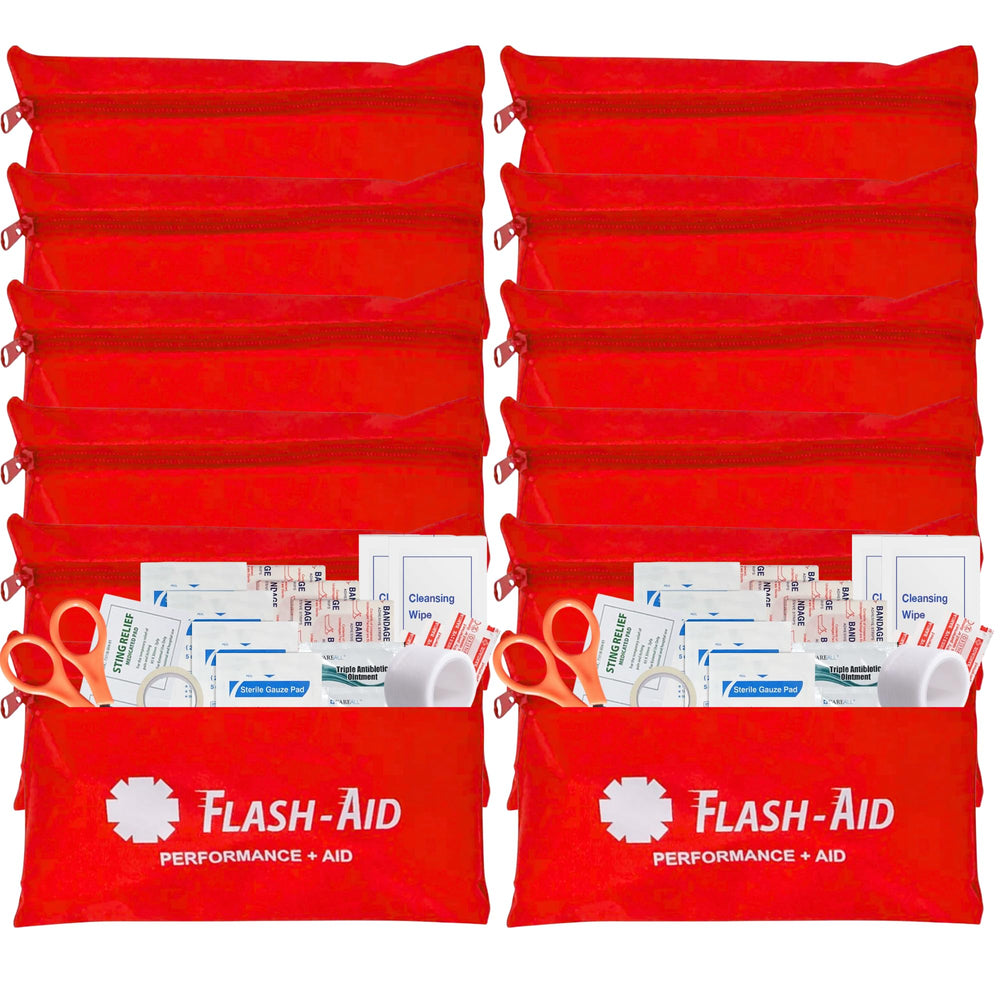 Flash-Aid Mini First Aid Kits 12-pack for bulk events and corporate gifts.