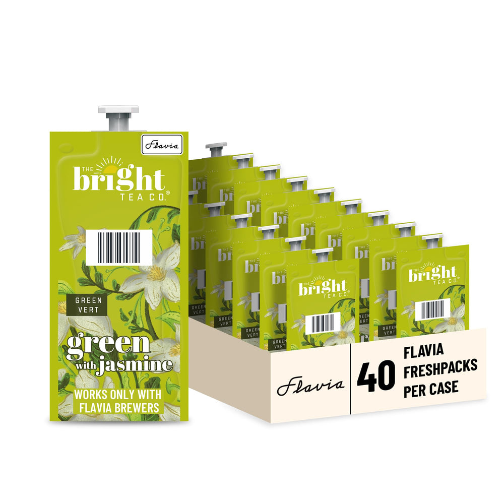 Flavia Bright Tea Co. green tea with jasmine Freshpack ready to brew in a Flavia brewer