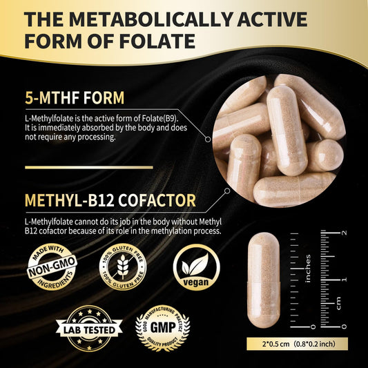Fleamart L Methylfolate capsules showcase high-absorption B12 folate blend.