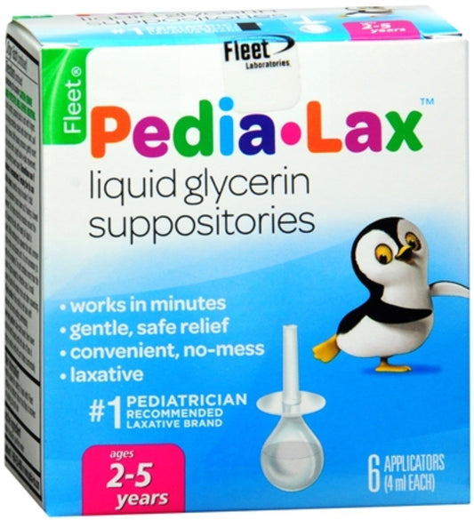 Fleet Pedia-Lax six-count box for ages 2-5, easing occasional discomfort
