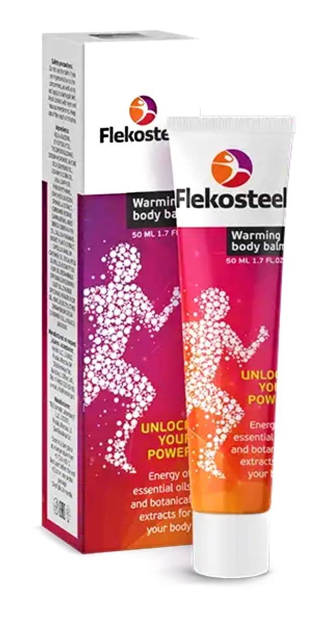 FLEKOSTEEL Body Warming Balm applied to shoulder to ease tension