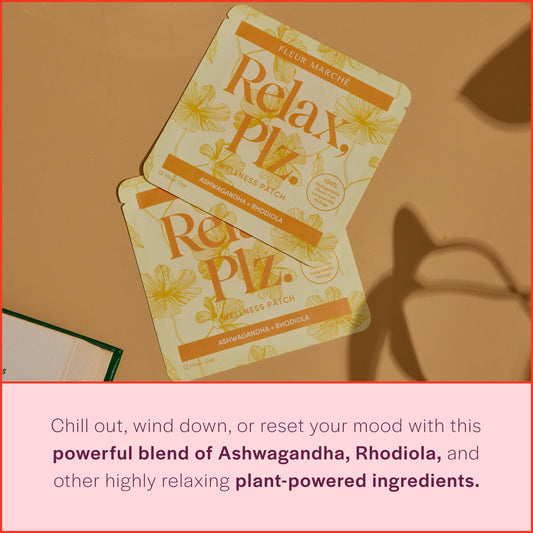 Fleur Marche Relax PLZ patch on the arm demonstrates discreet daily calm.