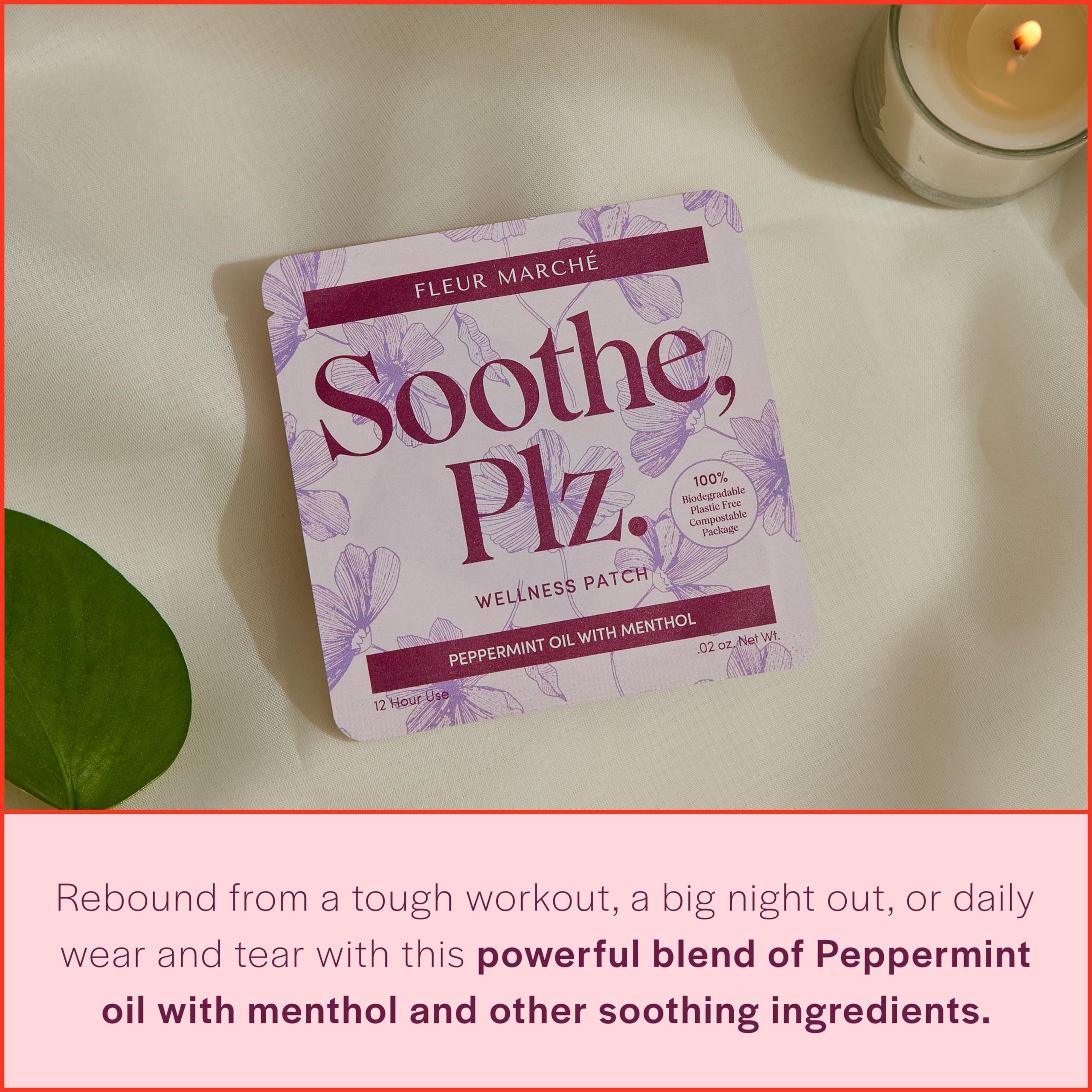 Fleur Marché Soothe Plz cooling effect delivers refreshing menthol and peppermint during recovery.