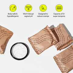 FLEX Menstrual Discs close-up, disc capacity equivalent to five super tampons in use.