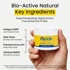 Flexcin Motion Lotion knee-application demonstrates versatile use during activity.