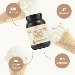 Flexible Dieting Lifestyle vanilla protein powder scoop ideal for baking and boosting.