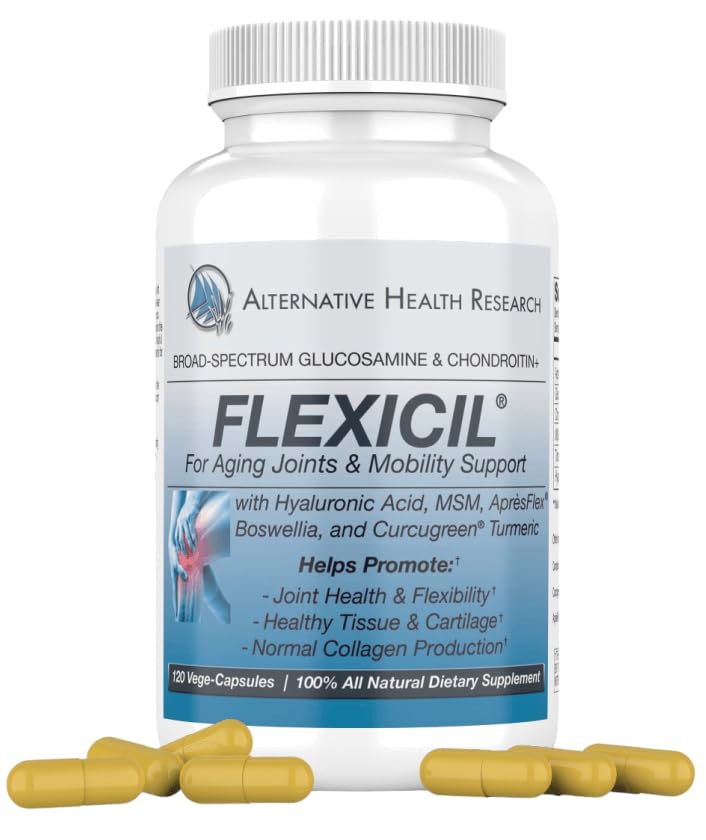 Flexicil Advanced Joint Mobility bottle offers easy-to-swallow capsules for daily joint support.