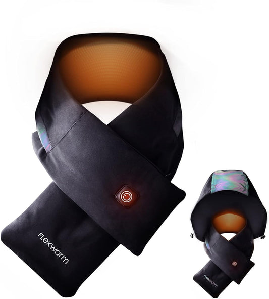 FlexWARM heated scarf back heat area provides targeted neck warmth on chilly days.
