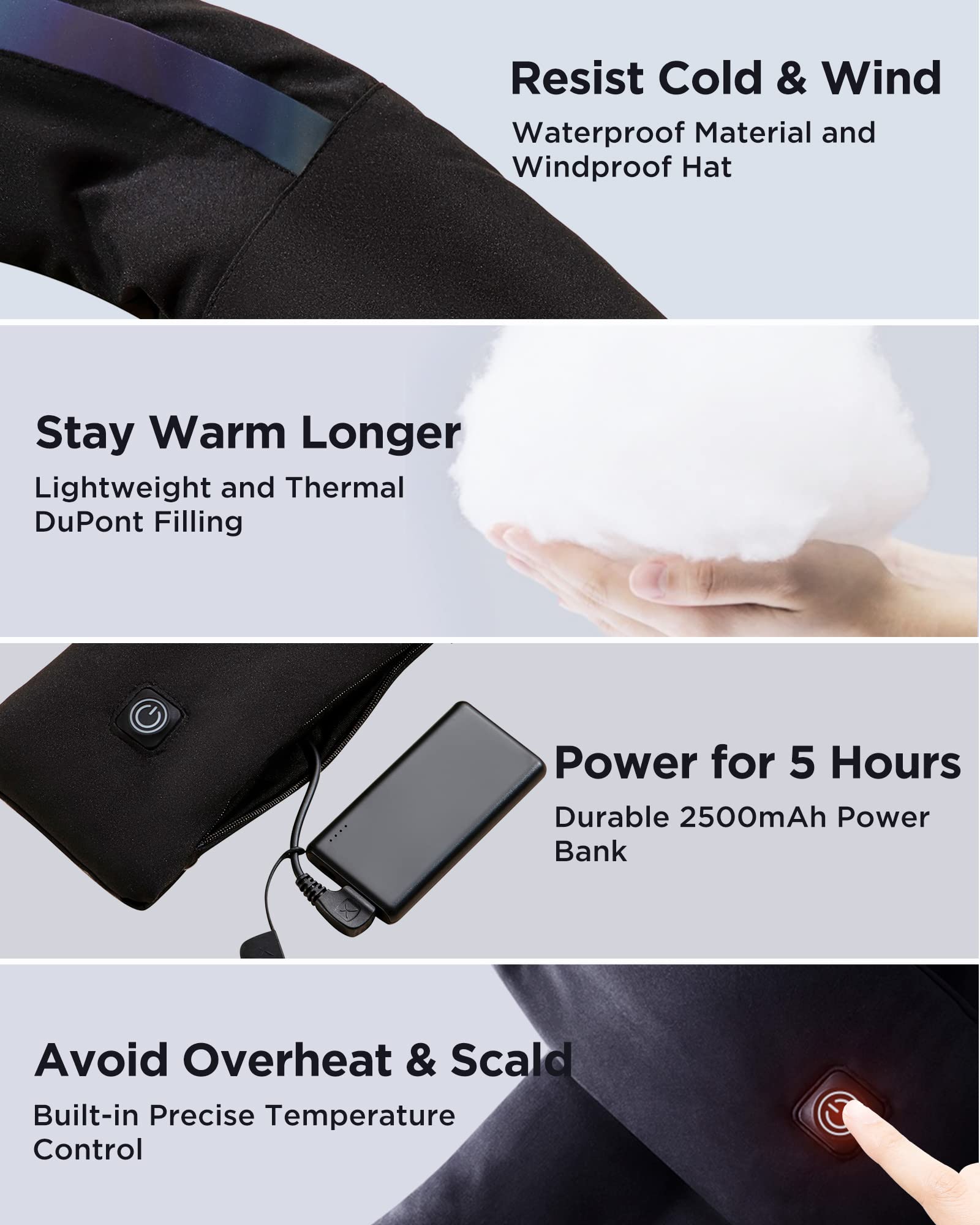 FlexWARM heated scarf cordless-design enables portable warmth anywhere.