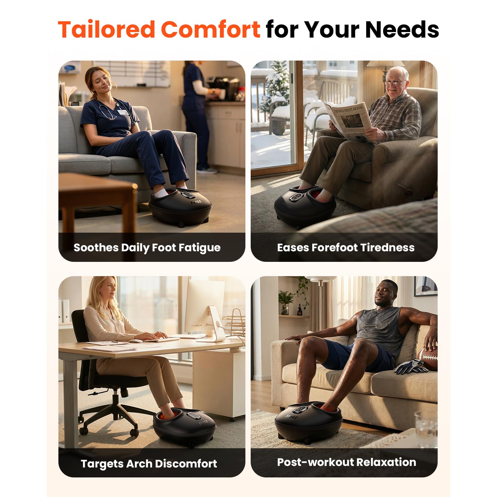 FLIGE Shiatsu Foot Massager with compact design for easy storage.
