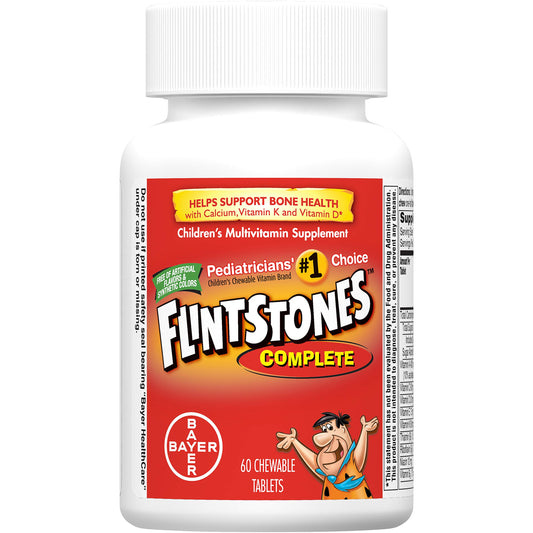 Flintstones Complete Multivitamin fruity shapes make vitamins fun for kids.