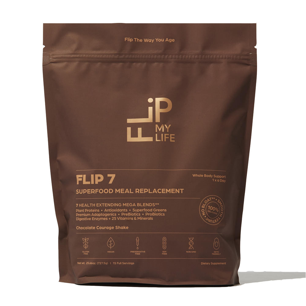 Flip My Life Flip 7 bottle pour showing chocolate flavor and convenient nutrition