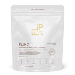 Flip My Life Flip 7 vanilla bottle pouring, a convenient plant-based meal option.