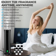 FLLUK remote-controlled diffuser enables easy fragrance adjustments from anywhere.