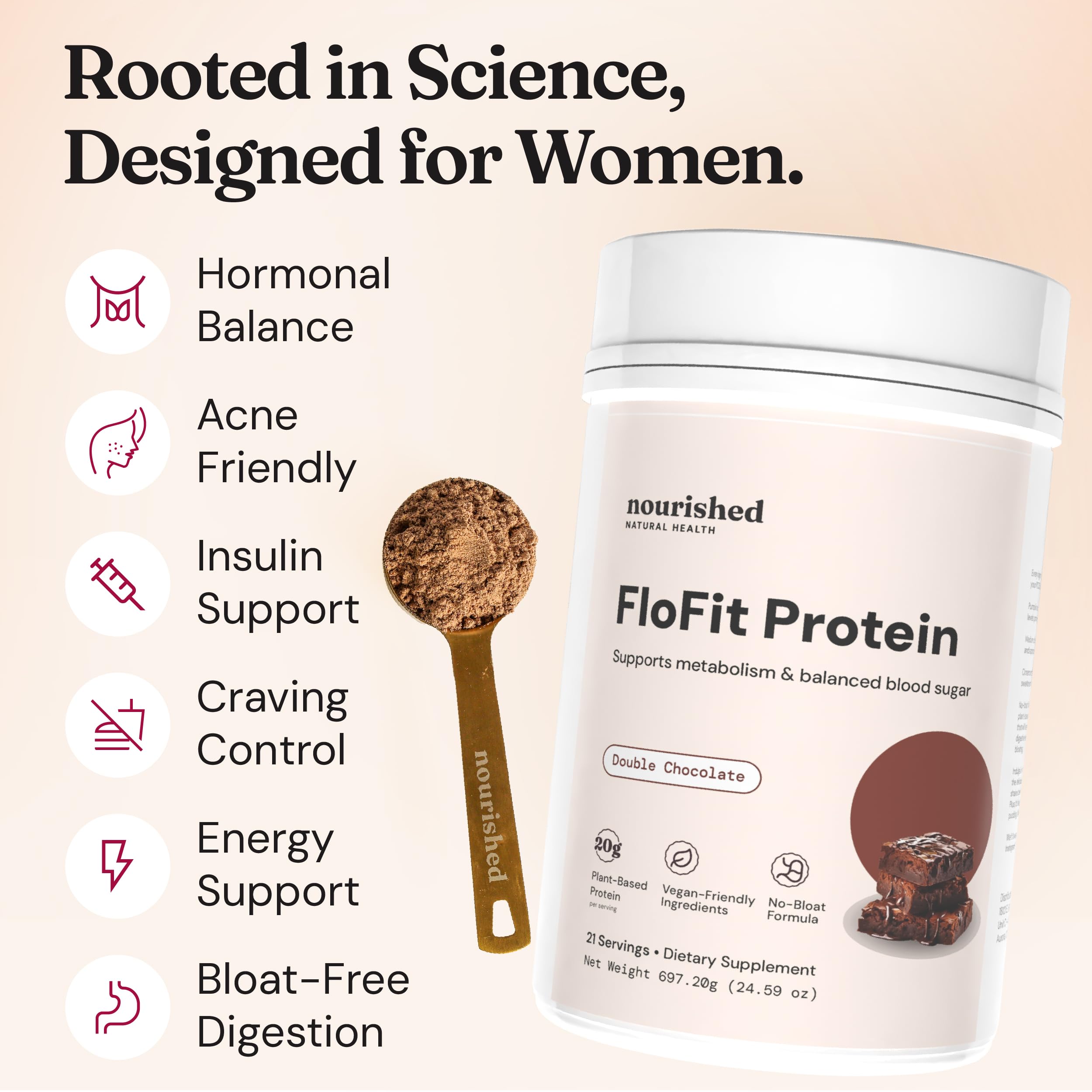 FloFit in cup signals digestion-friendly plant protein option.