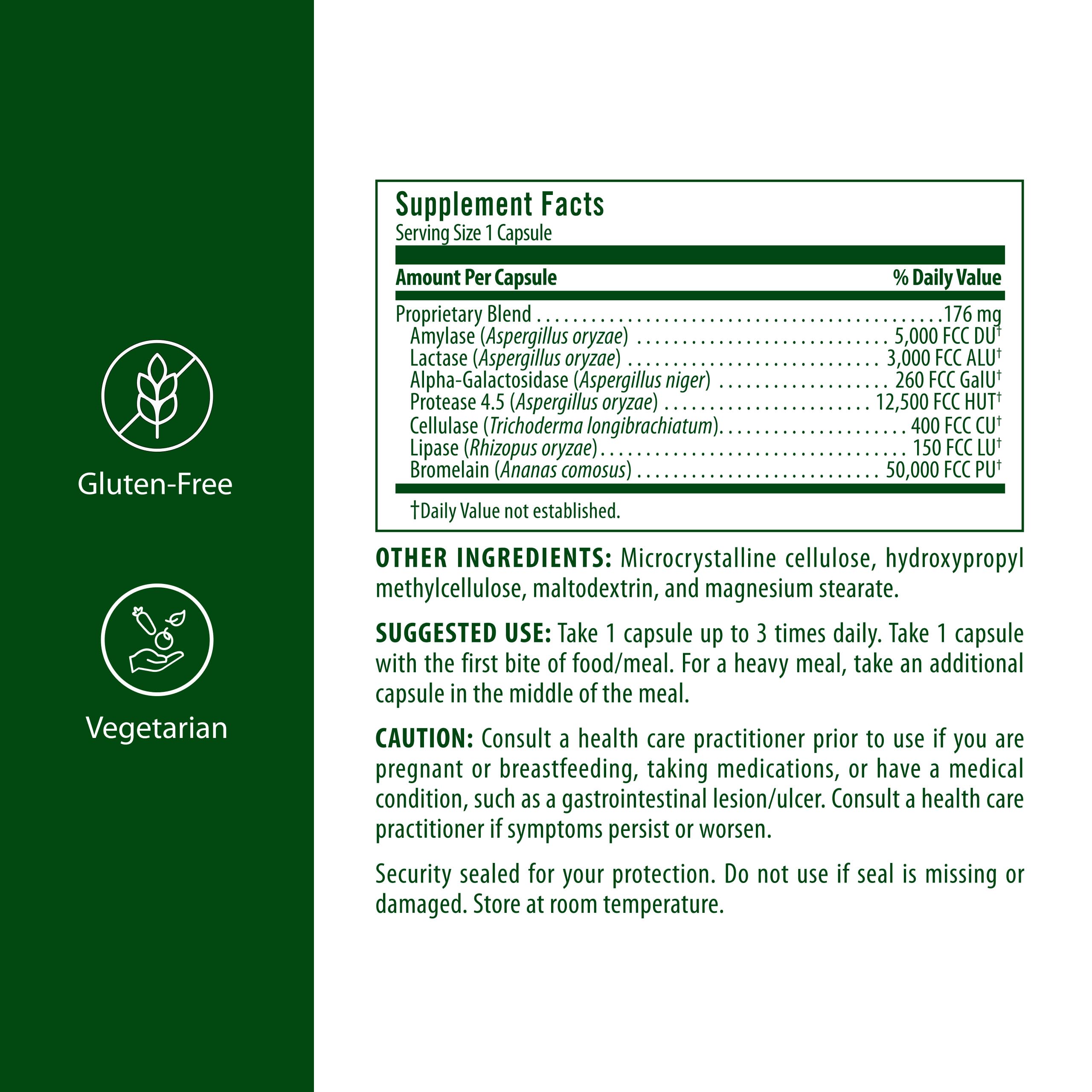 Flora Enzyme Blend capsules provide seven enzymes to aid protein and carbohydrate digestion.