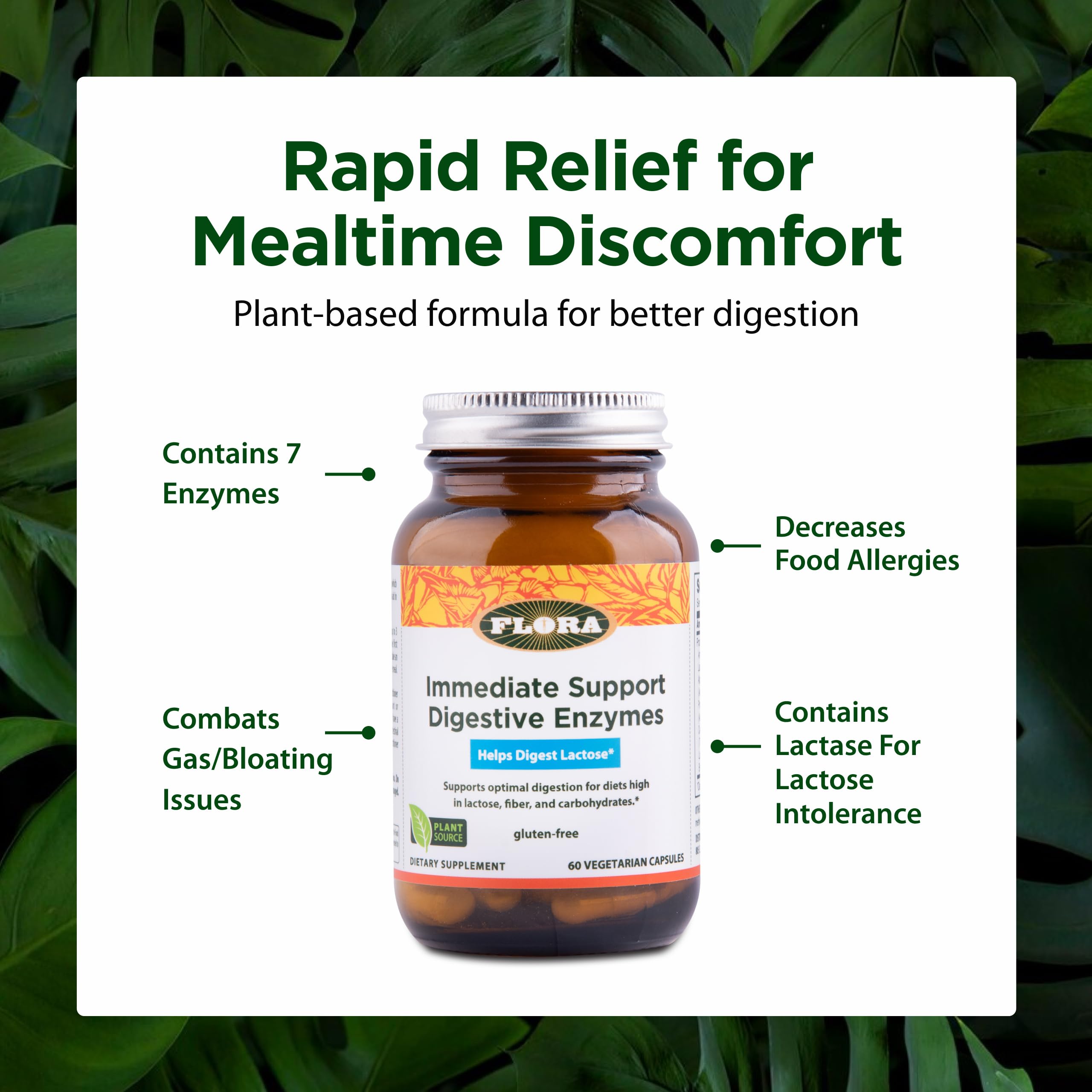 Lactase icon on Flora Blend highlights lactose tolerance support.