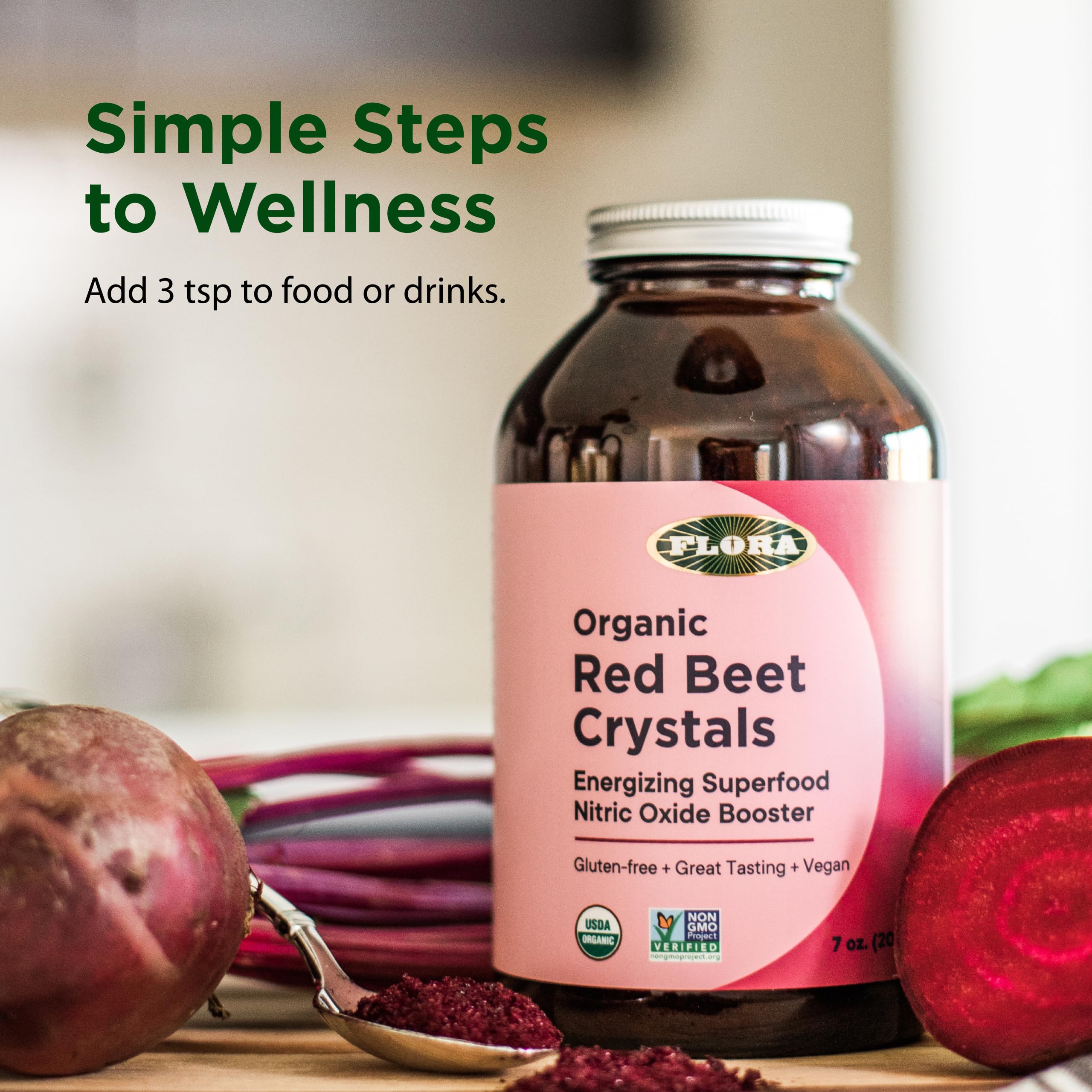 Flora Fresh harvested organic beets highlight sustainable sourcing.