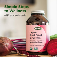 Flora Fresh harvested organic beets highlight sustainable sourcing.