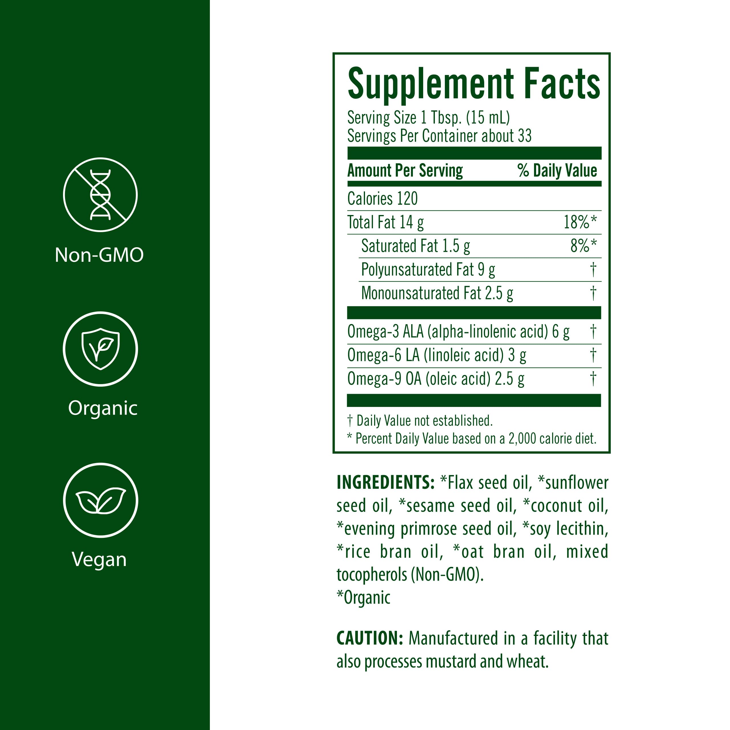 Flora Udo's Omega 369 flax-oil pour; adds a light nutty aroma to dressings