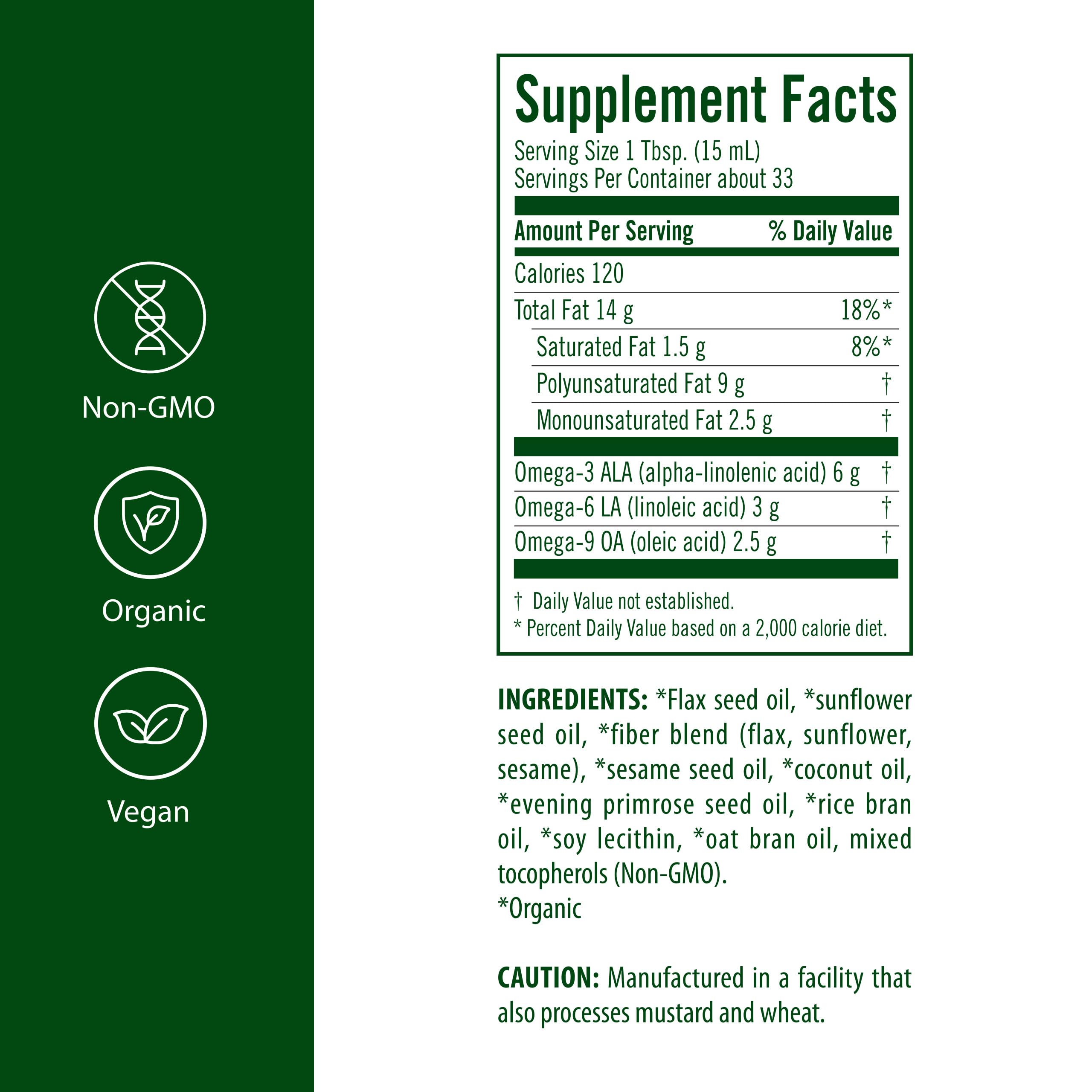 Flora Udo’s Oil High Lignan pour demonstrates a subtle nutty flavor for dressings.