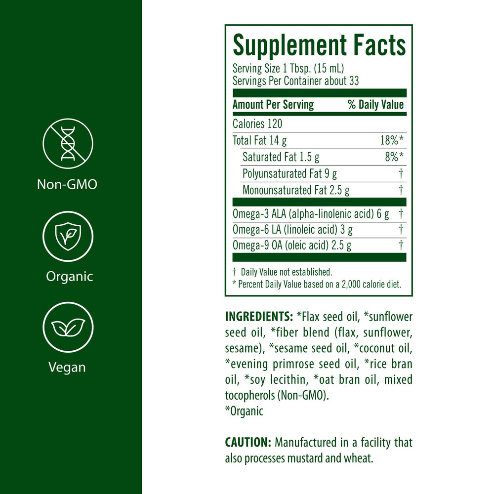 Flora Udo’s Oil High Lignan pour demonstrates a subtle nutty flavor for dressings.