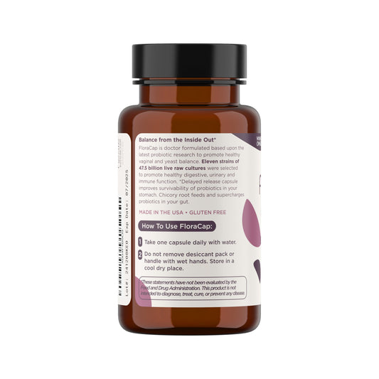 FloraCap capsules closeup for easy daily intake supporting vaginal balance