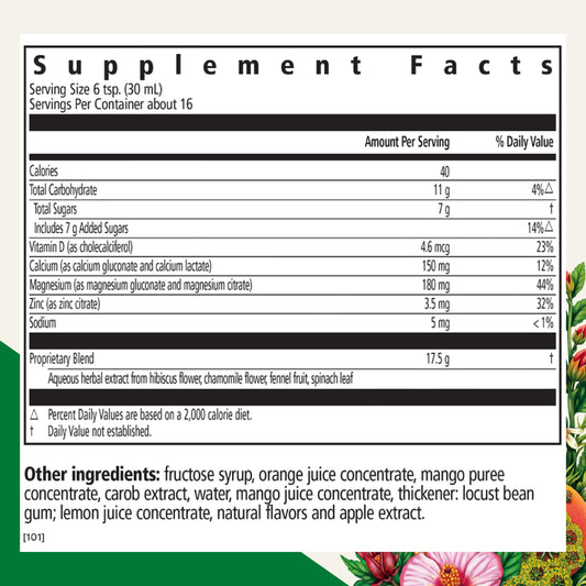 Pouring Floradix calcium magnesium liquid shows easy daily intake