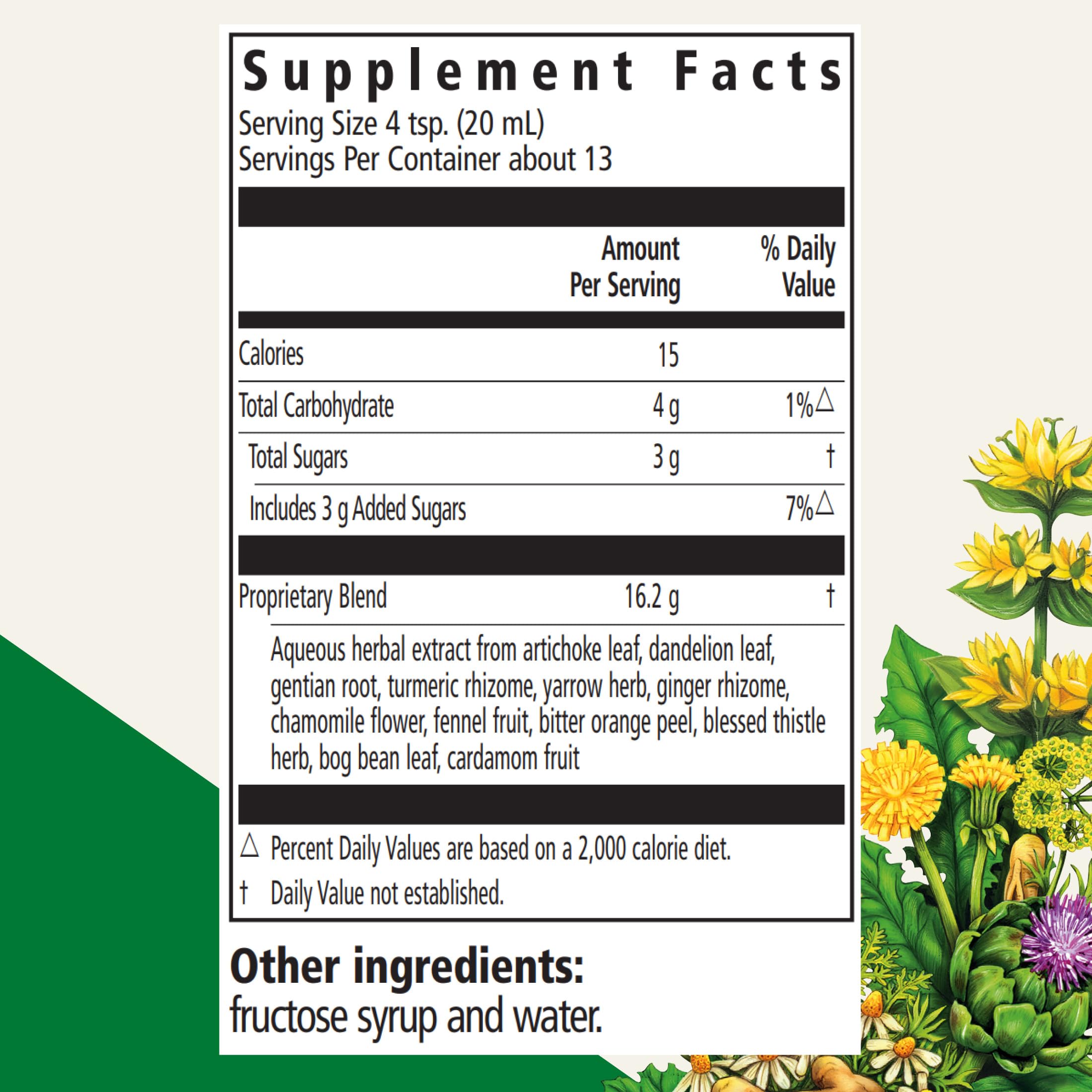 Floradix Gallexier ingredients spread artichoke, dandelion and fennel for natural comfort