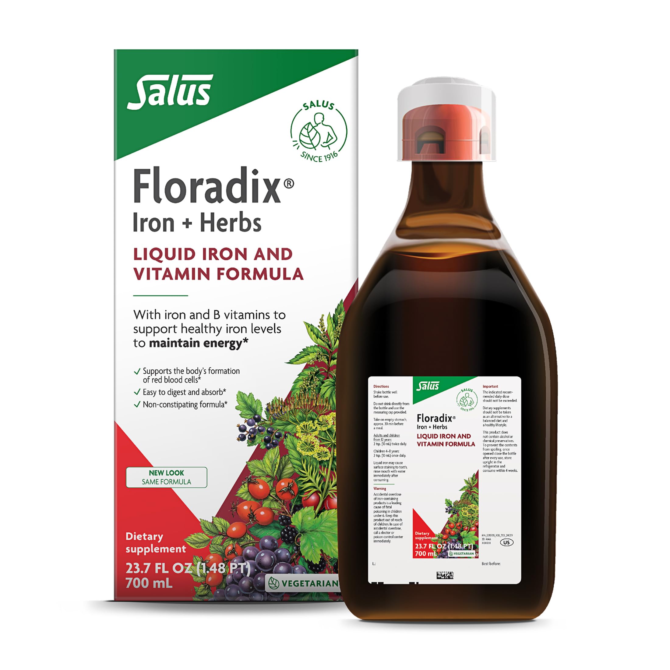 Floradix Iron & Herbs bottle showing the liquid formula for daily energy support