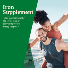 Floradix Iron Tablets bottle with label communicates German purity and quality.