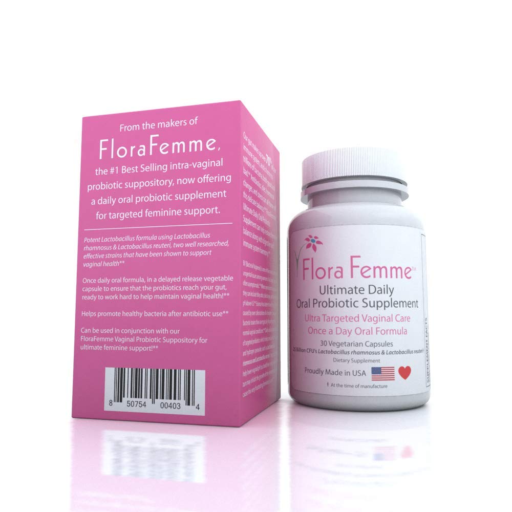 FLORAFEMME delayed-release capsules designed for smooth, once-daily intake.