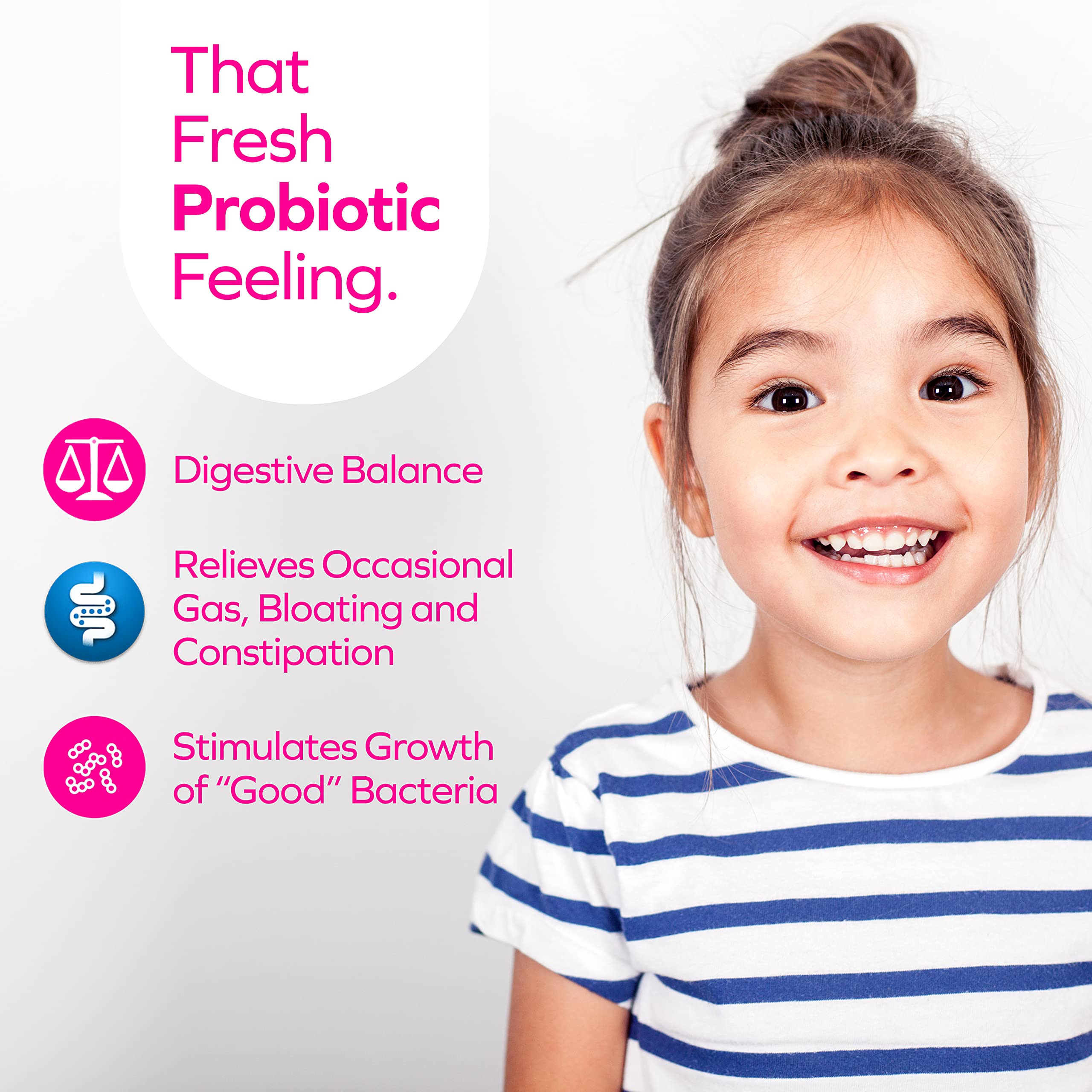 Florajen Kids sprinkle-ready capsules illustrate easy feeding into food or drinks.